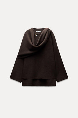 SHORT KNITTED COAT WITH SCARF - Zara фото 5