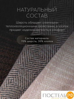 Плед PRIME PRIVE АНДЕРС беж./кор. 70% шерсть, 30% хлопок, 350 г/м2  фото 4