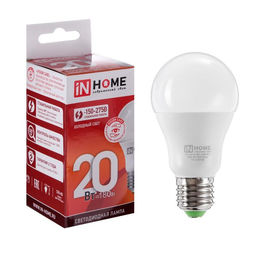 Цена за 2 шт. Лампа светодиодная IN HOME LED-A60-VC, Е27, 20 Вт, 230 В, 6500К, 1900 Лм