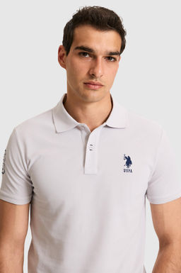 Erkek Slim Fit Polo Yaka A__k Gri Basic Ti__rt
