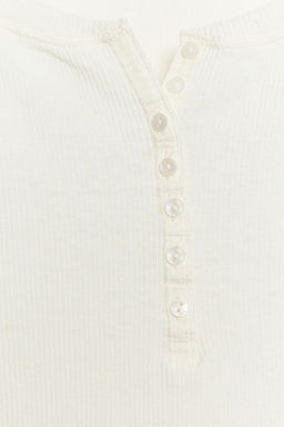 CAMISETA BOTONES CON LINO / Crudo - Zara фото 7