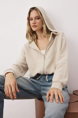 Tas Selanik/Triko Gorunumlu Oversize/Genis Kal?p Orme Sweatshirt TWOAW26SW00069