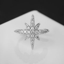 Серьга Кафф звезда со стразами, цвет белый в серебре - Queen fair фото 2