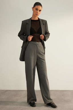 TRENDYOLMILLA Antrasit Premium Kalite Wide Leg/Genis Paca Dokuma Kumas Pantolon TWOAW24PL00227 фото 2