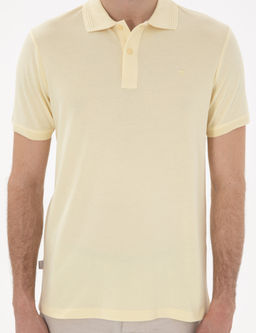A__k Sar_ Slim Fit %100 Pamuk K_vr_lmaz Polo Yaka Basic Ti__rt