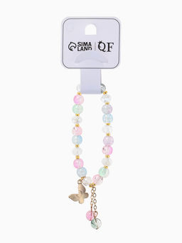 Браслет с подвесками "Сахарный" бабочка, шар №8, цветной в золоте