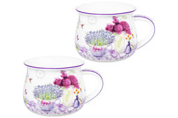 Набор 2 кружек 250 мл 11*8,5*7 см "Лаванда", бочонок, NEW BONE CHINA