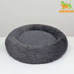 Лежанка для собак и кошек, длинный мех, 45 х 35 х 11 см, серая - Пижон фото 7