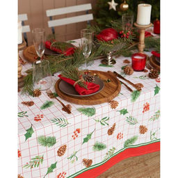 Скатерть новогодняя Доляна New Year 146х220см, 100%хл, рогожка 164 г/м2  фото 3