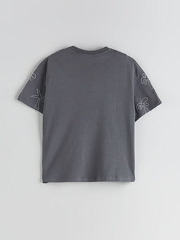 Bisiklet Yaka Bask?l? Erkek ?ocuk Ti??rt