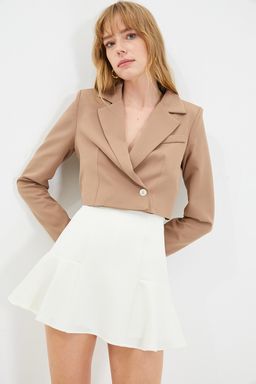 TRENDYOLMILLA Siyah Crop Astarl? Dokuma Blazer Ceket TWOAW22CE0086 фото 10