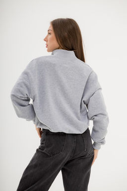 150 Свитшот зипка, серый меланж