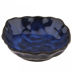 "Тихий океан" Салатник керамический 600мл, 17,5х17х5см, асимметричная форма, синий (Китай)