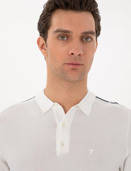Beyaz Slim Fit Polo Yaka Triko T-shirt