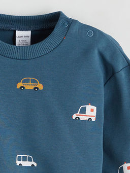 Bask?l? Erkek Bebek Sweatshirt ve E?ofman Alt 2li Tak?m