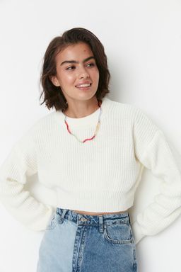 Siyah Super Crop Basic Triko Kazak TWOAW23KZ01620 - Trendyolmilla фото 9