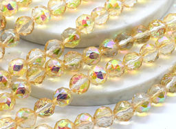 Бусины из циркона шарик гр.9мм цв.золотистый хамелеон, 40см, 43 бусины Радуга камня