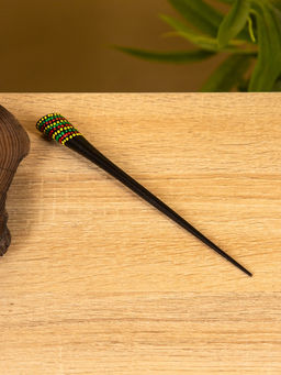 Шпилька для волос «Цветок», 17 см, дерево албезия, коричневая, разноцветная