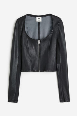 Top de piel con cremallera