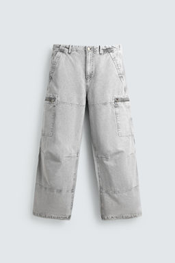 PANTAL?N CARGO PARACHUTE LAVADO / Gris claro - Zara фото 7
