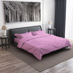 Постельное белье, комплект 1,5 спальный "Горошек, ягодный" 4 предмета: пододеяльник 145х215см, простыня 150х220см, 2 наволочки 70х70см с клапаном-запахом, бязь "Комфорт" 121г/м2, хлопок 100%, упаковка "классическая" ПВХ 32х41см, "Домашняя мода" (Росс