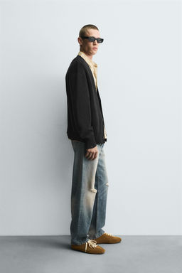CARDIGAN WITH DISTRESSED RIBBED TRIMS - Zara фото 4