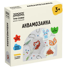 Набор для творчества "Аквамозаика. Обитатели леса" 4 картинки (AQB_54278, "ТРИ СОВЫ") в коробке