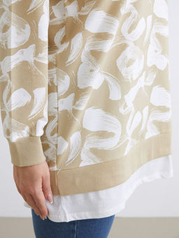 Bisiklet Yaka Desenli Kad?n Sweatshirt Tunik