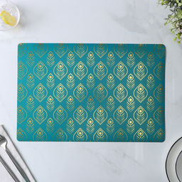 Набор салфеток сервировочных Доляна Перья, 4 шт, 3045 см, цвет бирюзовый  фото 3