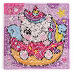 Алмазная мозаика 4в1 для детей. Создание стикеров, магнитов, брелоков и картины «Сказочные Единорожки», набор для творчества