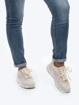 05-6026-203 BEIGE/GRAY Кроссовки женские (искусственные материалы) - No name фото 3