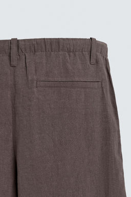 PANTAL?N RELAXED FIT 100% LINO / Marr?n / Topo