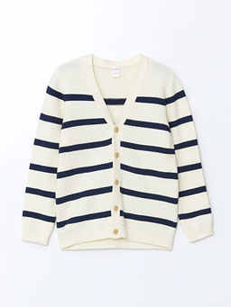 V Yaka ?izgili Erkek ?ocuk Triko H?rka