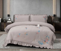 КПБ EFOR COTTONI с вышивкой "цветная роза" (AE-05), евро