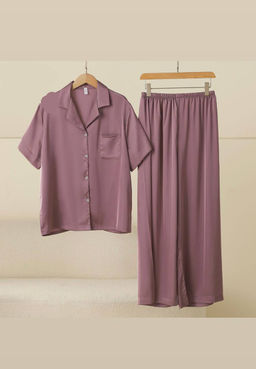 K11892 Костюм домашний: брюки палаццо и рубашка ПУДРА