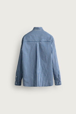 CAMISA RELAXED FIT RAYAS / ?ndigo claro - Zara фото 8