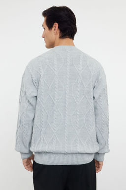 TRENDYOL MAN Ekru Unisex Oversize Fit Genis Kal?p Sac Orgu Bisiklet Yaka Yumusak Triko Kazak TMNAW24KZ00003 - Trendyolmilla фото 6