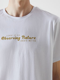 Bisiklet Yaka Bask?l? Erkek Ti??rt