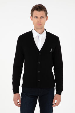Мужской черный базовый трикотажный кардиган Неожиданная скидка в корзине