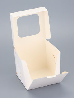 Цена за 50 шт. Коробка под 1 капкейк, белая, с ПВХ окном, 11×11×11.1 см