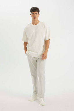 Футболка оверсайз с круглым вырезом на спине и короткими рукавами с принтом - Defacto фото 3