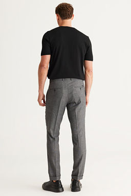 Slim Fit Dar Kesim Beli Lastikli Desenli Esnek Gri Pantolon 4A0124100027GRI