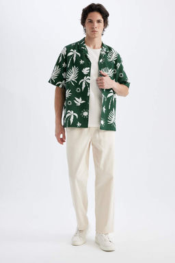 Льняные брюки прямого кроя