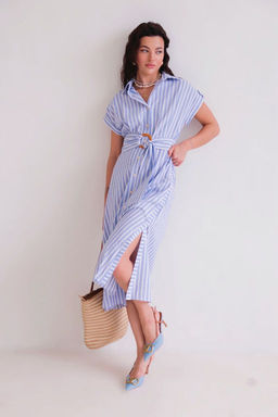 Martichelli Платье-рубашка в голубую полоску  фото 18