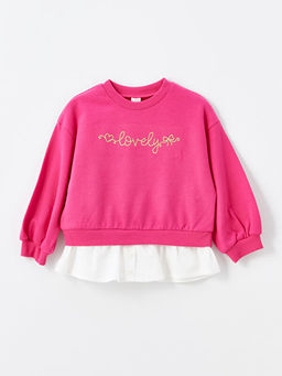 Bisiklet Yaka Uzun Kollu Bask?l? K?z Bebek Sweatshirt