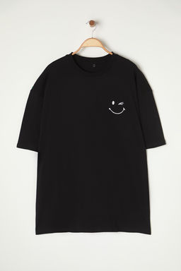 TRENDYOL MAN Buyuk Beden Siyah Oversize/Genis Kesim %100 Pamuklu T-Shirt TMNSS25BF00005 - Trendyolmilla фото 3