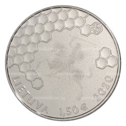Монета 1,5 евро 2020 года Литва Бортевое пчеловодство