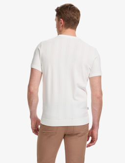 Ekru Slim Fit Bisiklet Yaka Triko Ti__rt