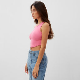 Топ в рубчик женский MIST, onesize, розовый