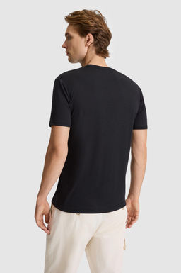 Erkek Siyah Regular Fit Bisiklet Yaka Basic Ti__rt